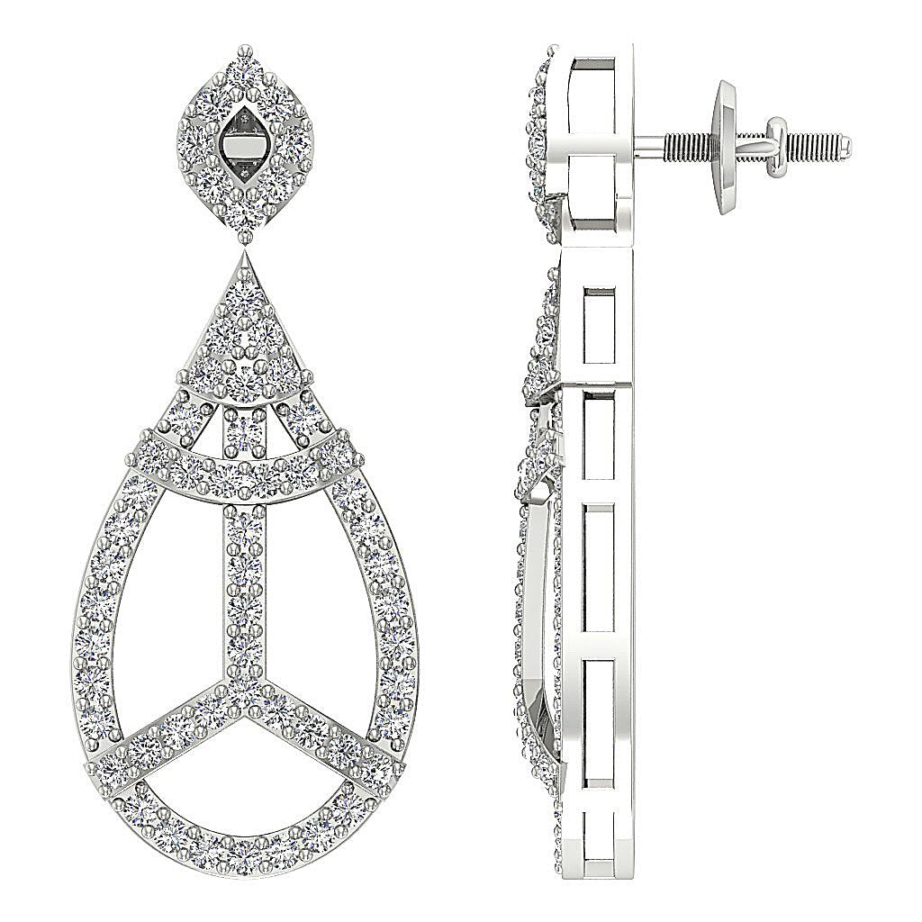 18k/14k Rose Gold Dangle Engagement Earrings Natural Diamond VVS1/VS1/SI1/I1 G 1.10 Ct Prong Set