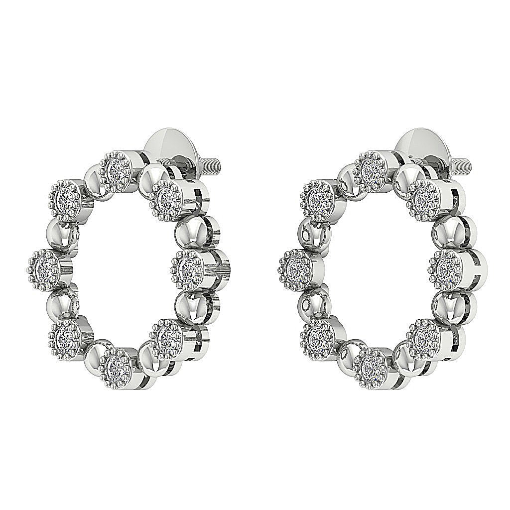 SI1/I1 G 0.50 Ct Fashion Milgrain Engagement Earrings Natural Diamond 18k/14k Yellow Gold Bezel Set