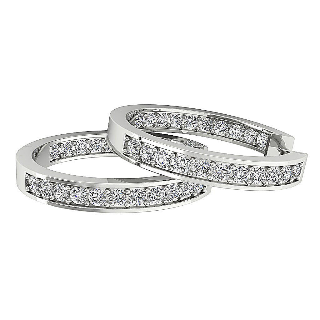 DeisgnerGenuineCutDiamond14kWhiteGoldEarring