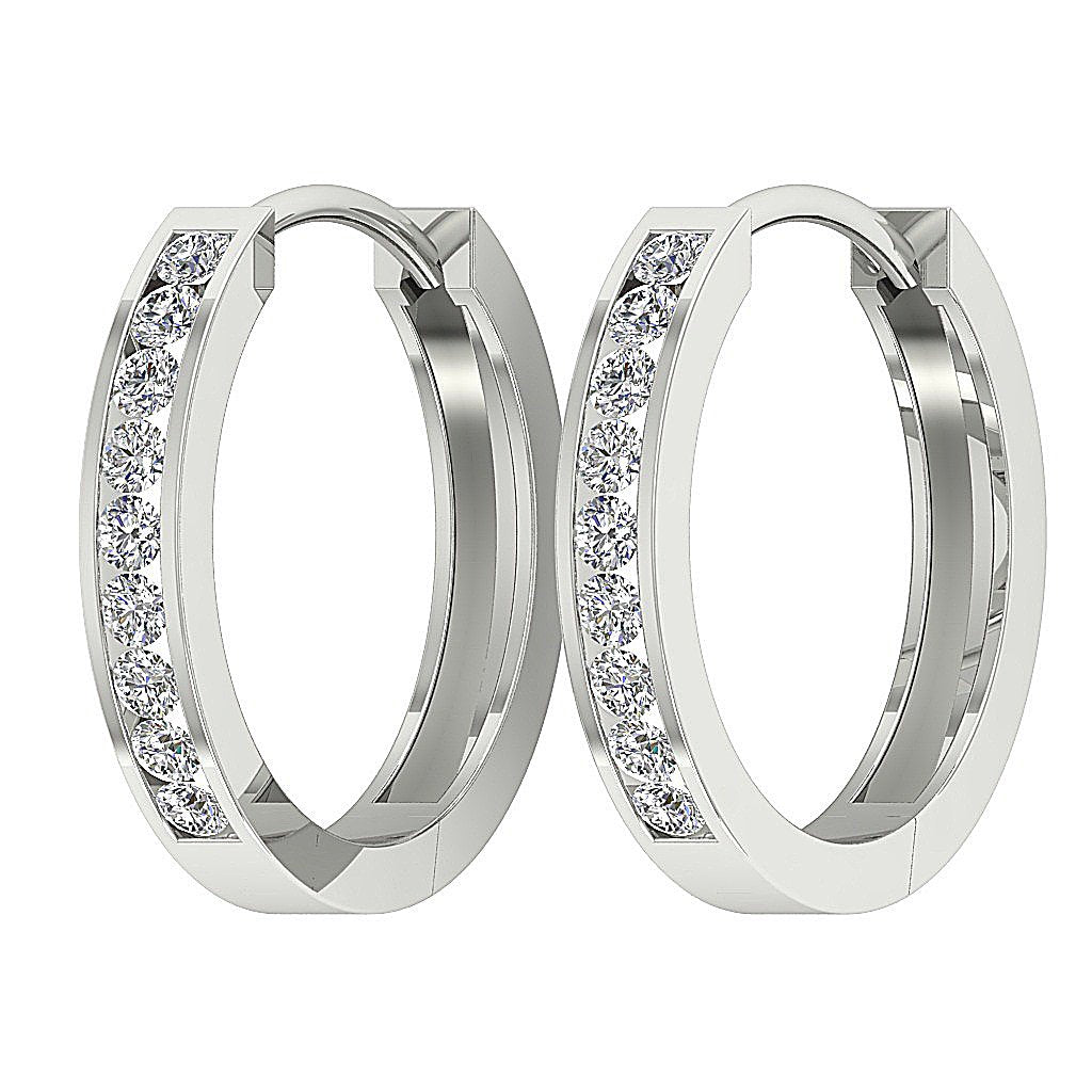 Designer Natural Diamond 14k White Gold Hoops Earring