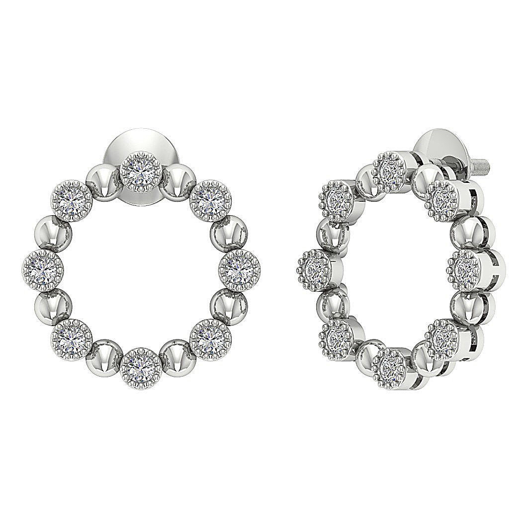 SI1/I1 G 0.50 Ct Fashion Milgrain Engagement Earrings Natural Diamond 18k/14k Yellow Gold Bezel Set