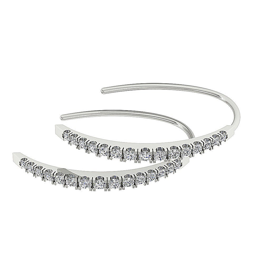 Dangle Wedding Earrings Genuine Diamond SI1/I1 G 0.40 Ct 18k/14k Solid Gold Prong Set