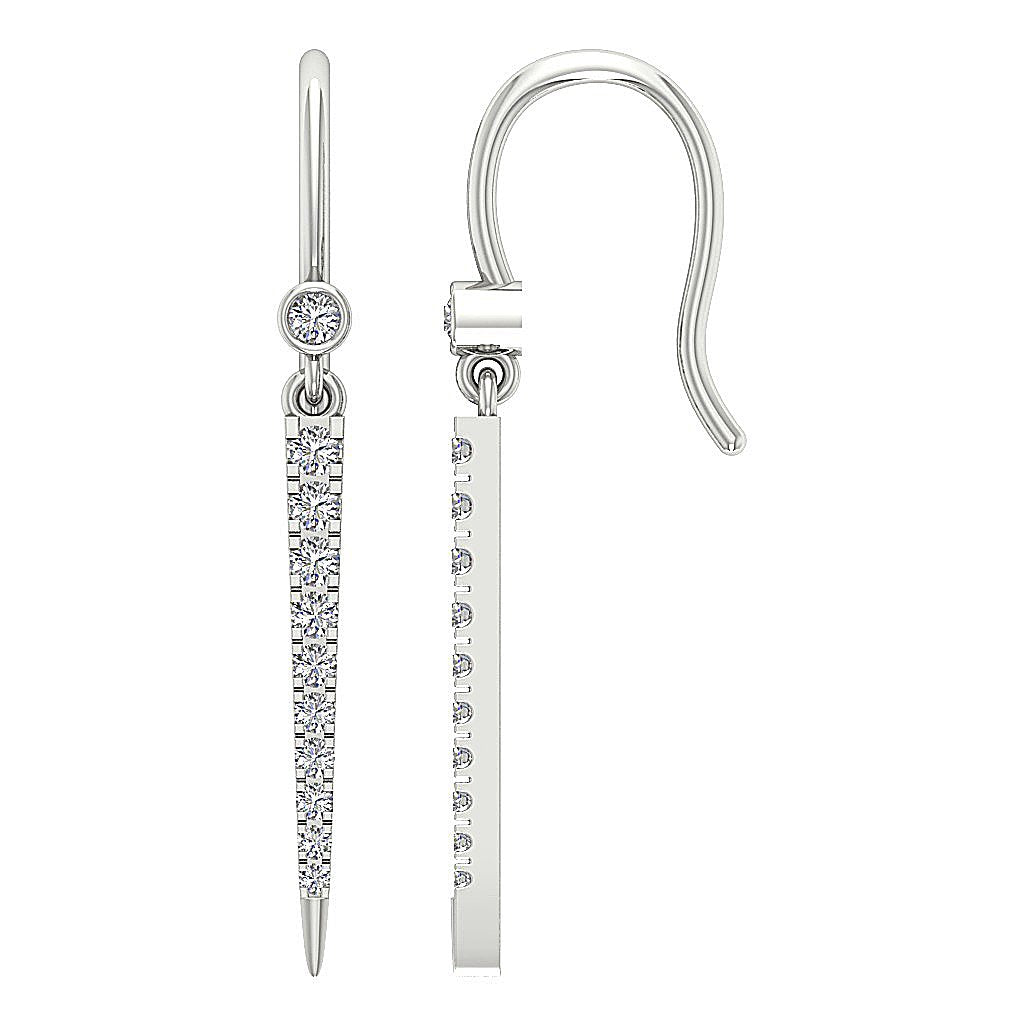 18k/14k Rose Gold Dangle Wedding Earrings Genuine Diamond SI1/I1 G 0.30Ct Prong Bezel Set