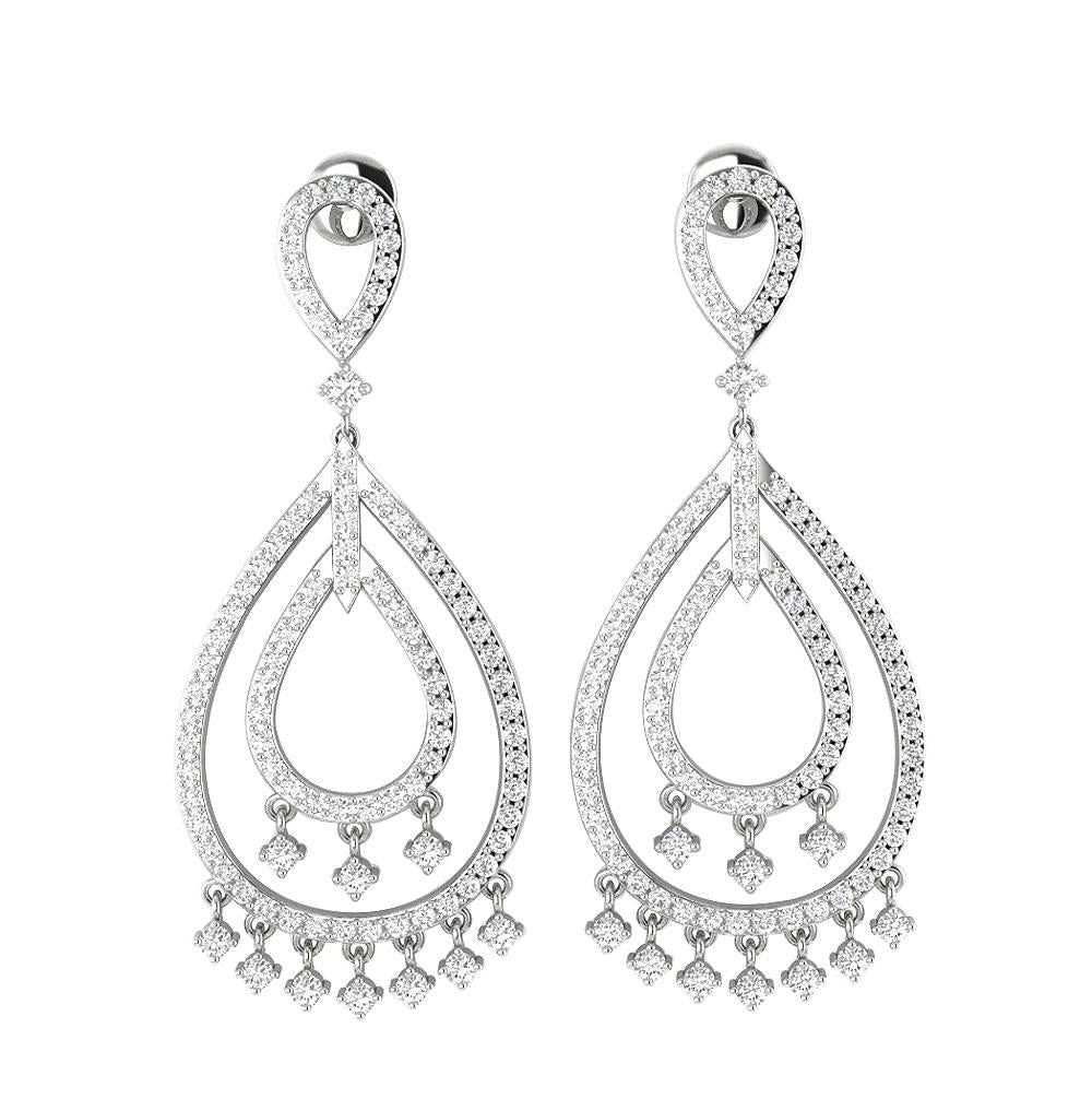 SI1/I1 G 1.75 Ct Chandelier Wedding Earrings Genuine Diamond 18k/14k Yellow Gold Prong Set