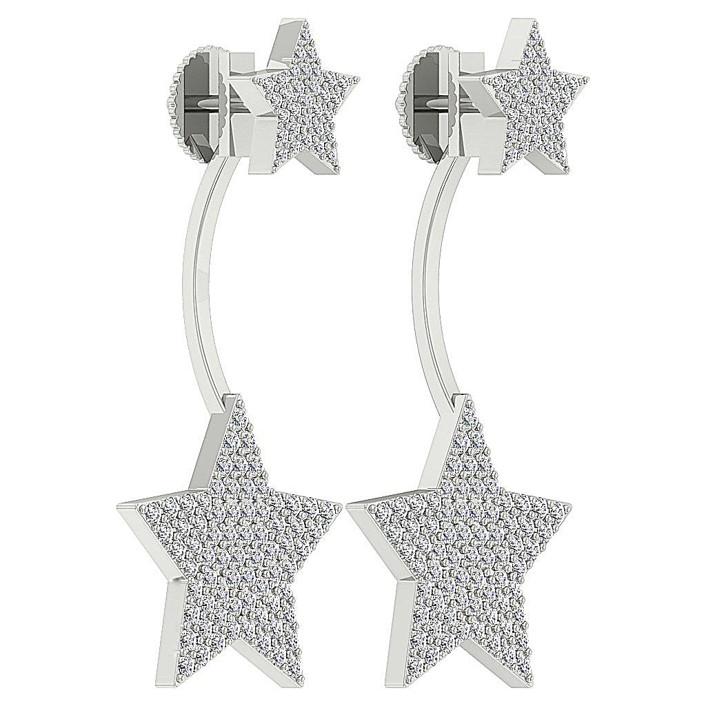 14k/18k Solid Gold Natural Diamonds I1 G 1.10 Ct Removable Jacket Studs Earrings Prong Set 14.75MM