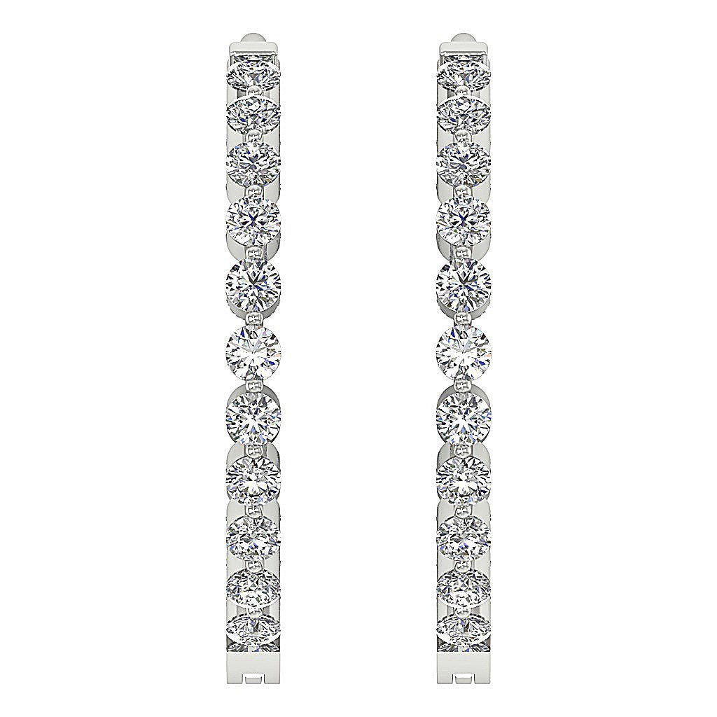 Designer Natural Diamond 14k White Gold Earring