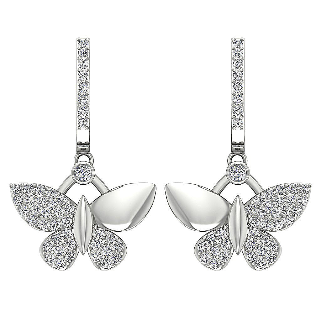 Prong Set Dangle Anniversary Earrings Round Diamond SI1/I1 G 0.60 Ct 18k/14k White Yellow Rose Gold
