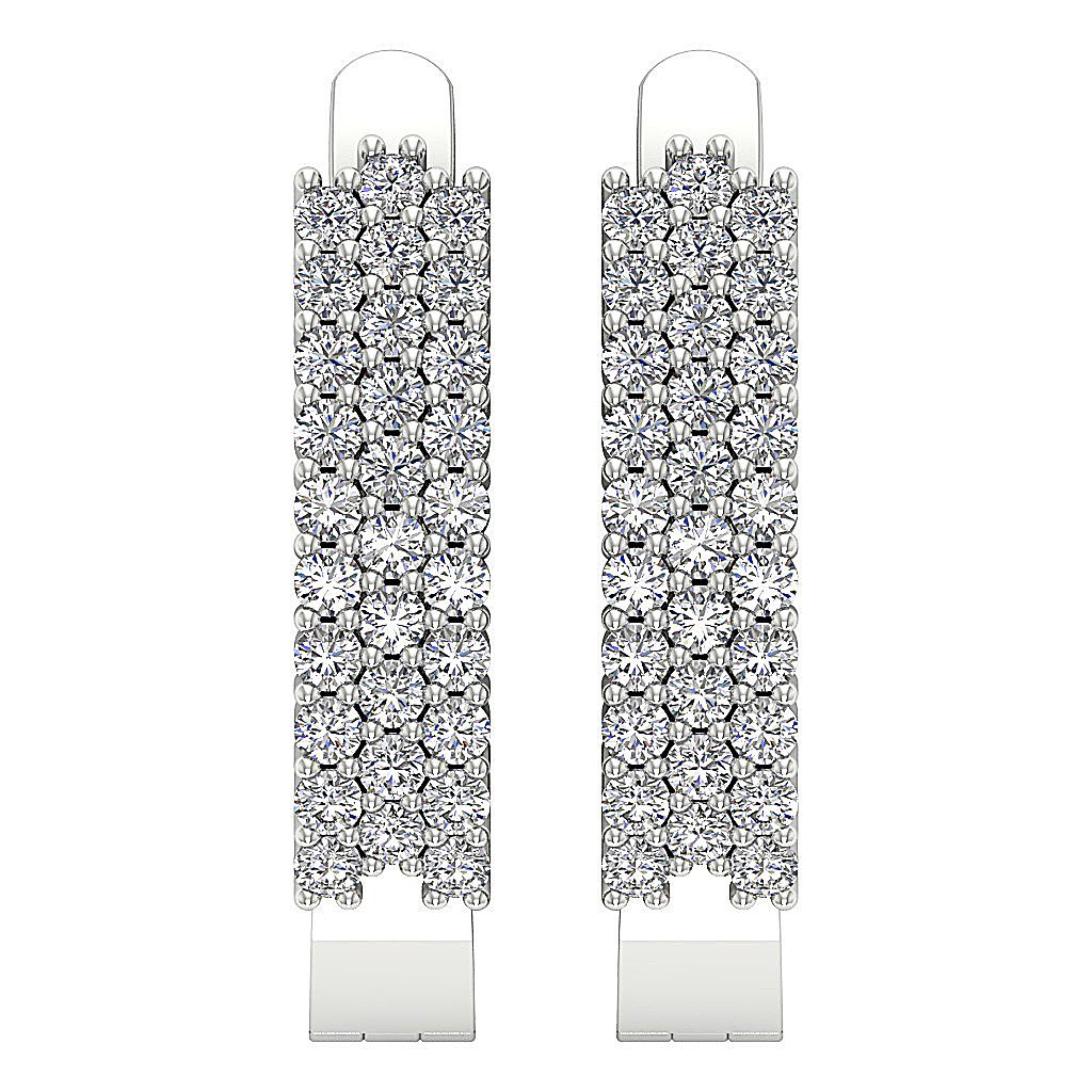 Round Diamond Medium Hoop Anniversary Earrings SI1/I1 G 0.60 Ct 18k/14k White Gold Prong Set