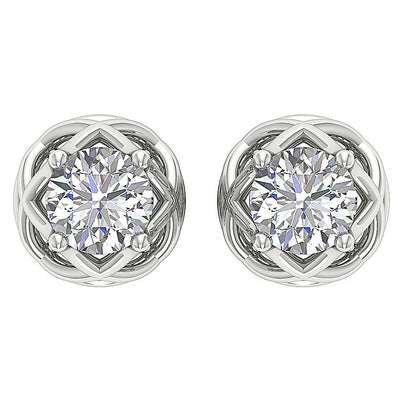 14k/18k Rose Gold SI1/I1 G 2.00 Ct Solitaire Studs Wedding Earrings Genuine Diamond Prong Set