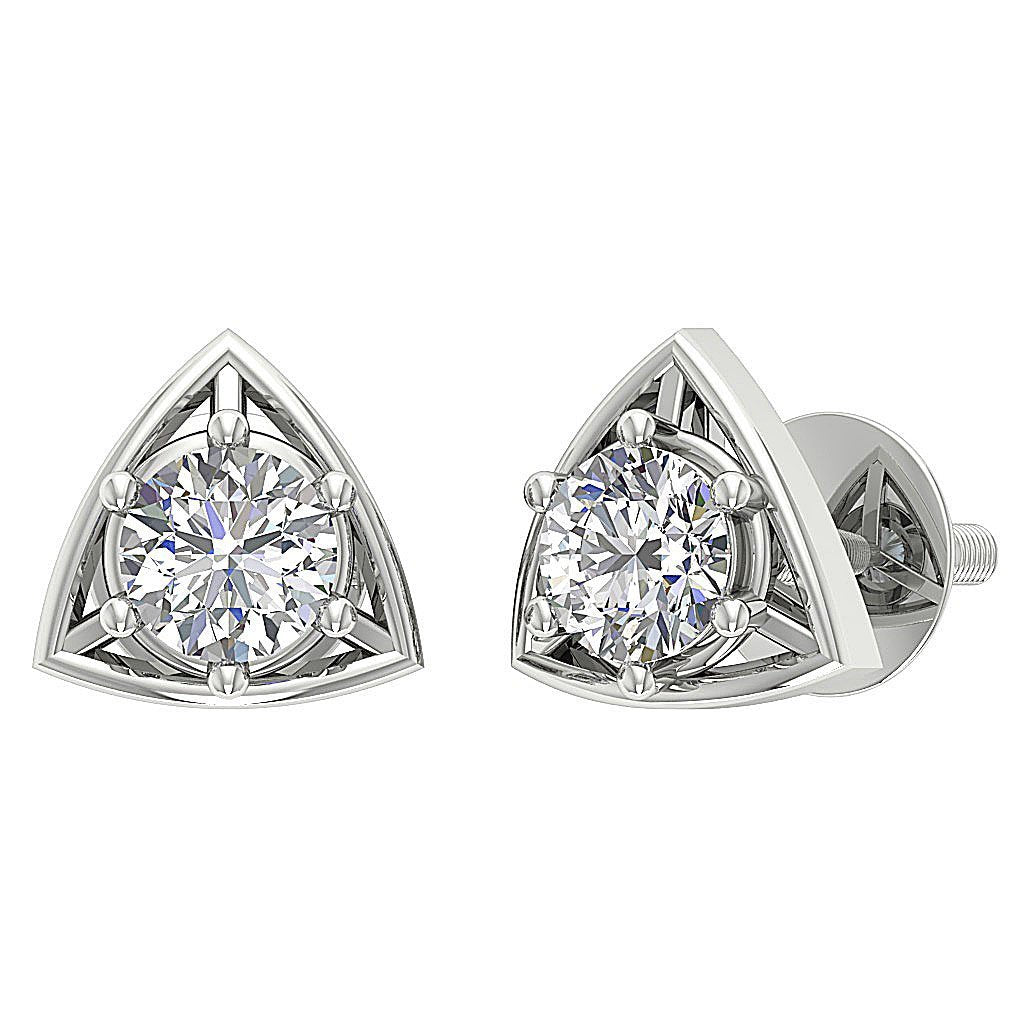 Prong Set Solitaire Studs Anniversary Earrings Round Diamond SI1/I1 G 0.55 Ct 14k/18k White Yellow Rose Gold