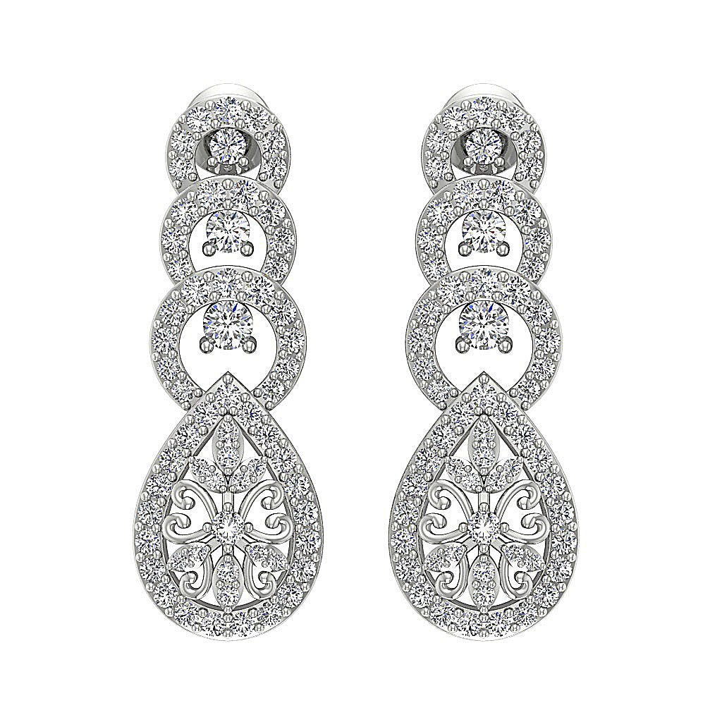18k/14k Rose Gold Chandelier Anniversary Earrings VVS1/VS1/SI1/I1 1.60 Ct Round Diamond Prong Set