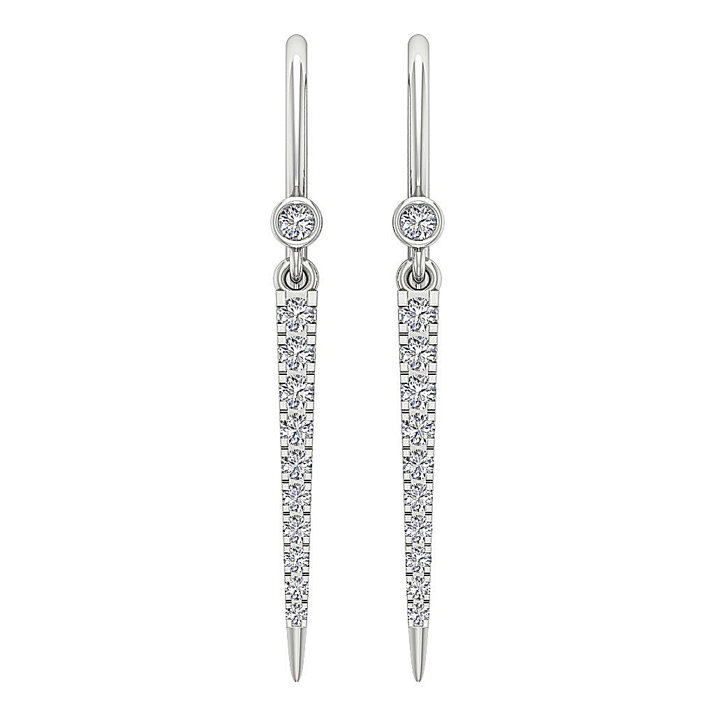 18k/14k Rose Gold Dangle Wedding Earrings Genuine Diamond SI1/I1 G 0.30Ct Prong Bezel Set