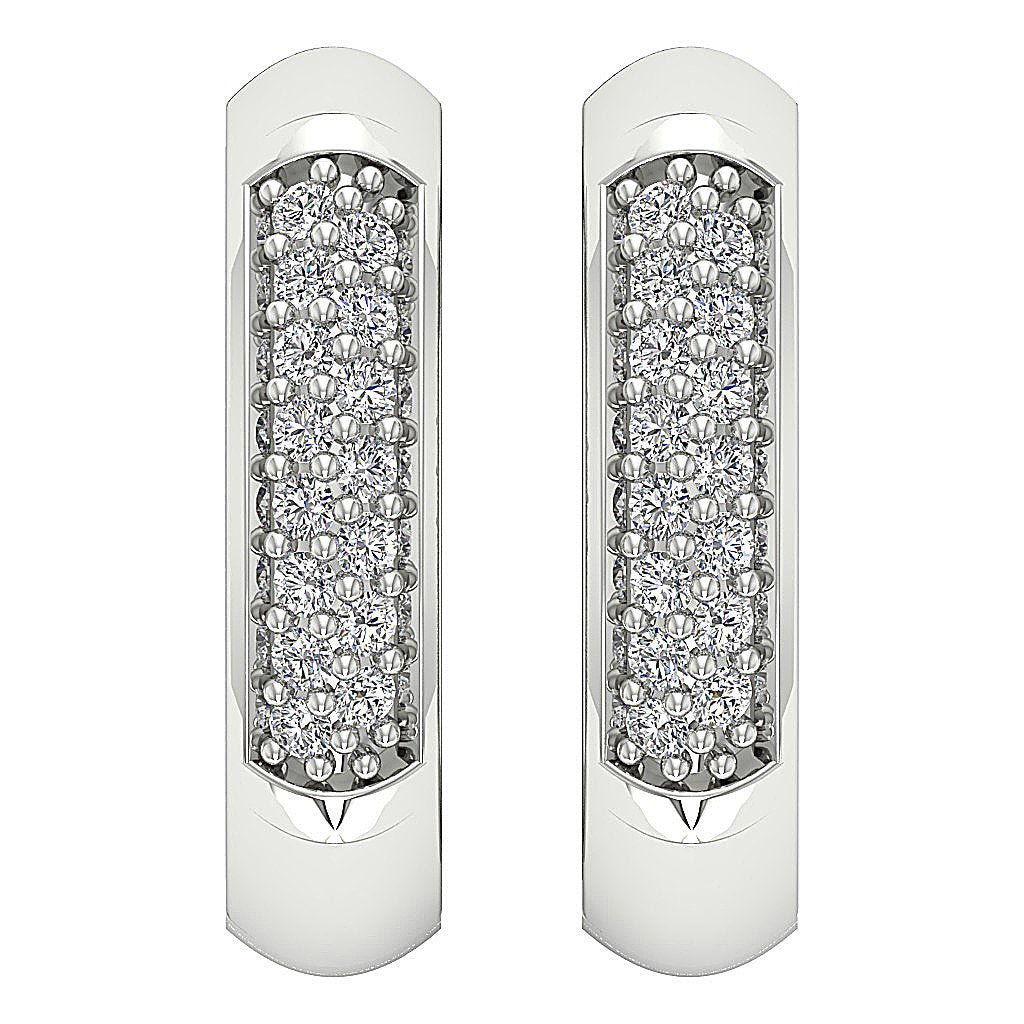 Round Diamond Small Gold Hoops Anniversary Earrings SI1/I1 G 0.15 Ct 18k/14k White Gold Prong Set