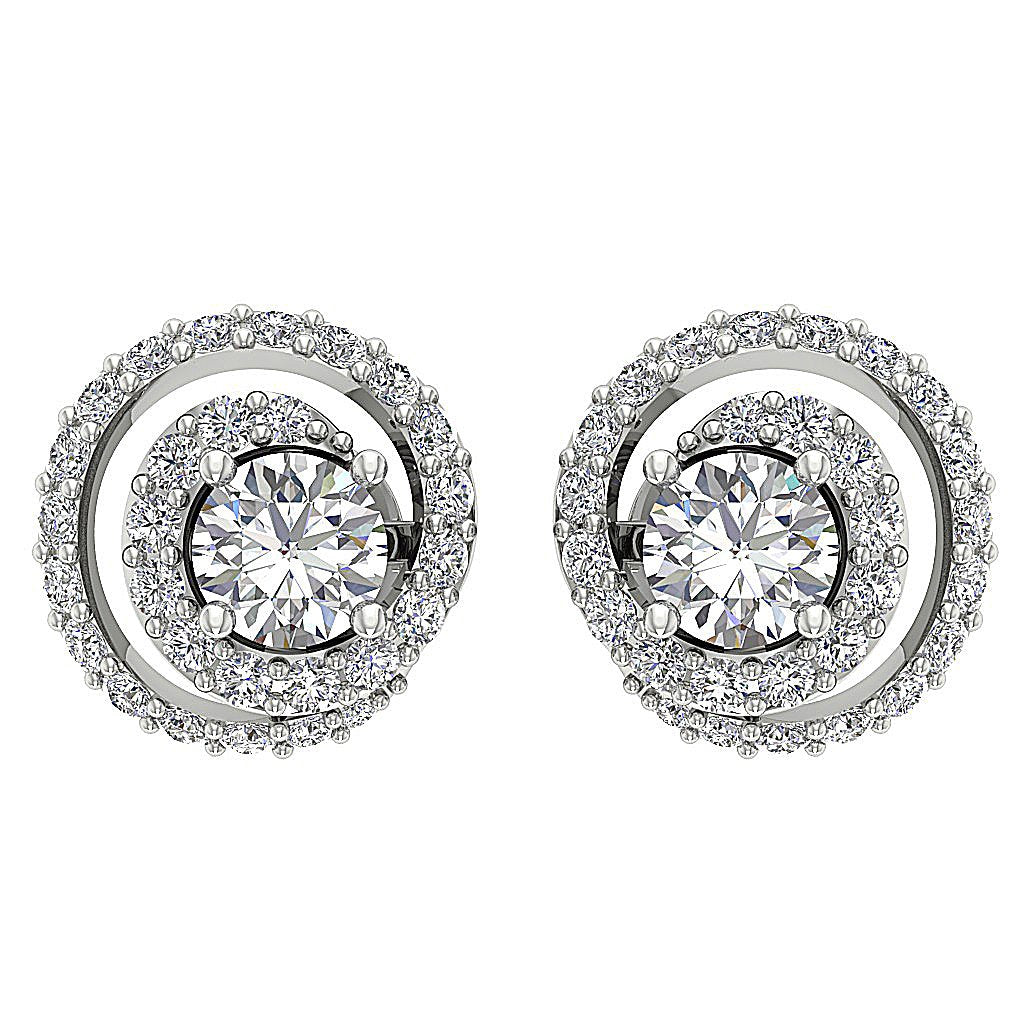 14k/18k Solid Gold Round Diamonds I1 G 1.25Ct Removable Jacket Halo Solitaire Studs Earrings 9.90MM