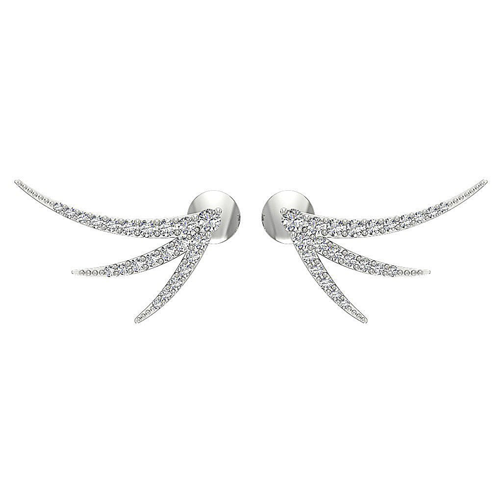 Round Diamond Fashion Anniversary Earrings SI1/I1 G 0.60 Ct 18k/14k White Gold Prong Set