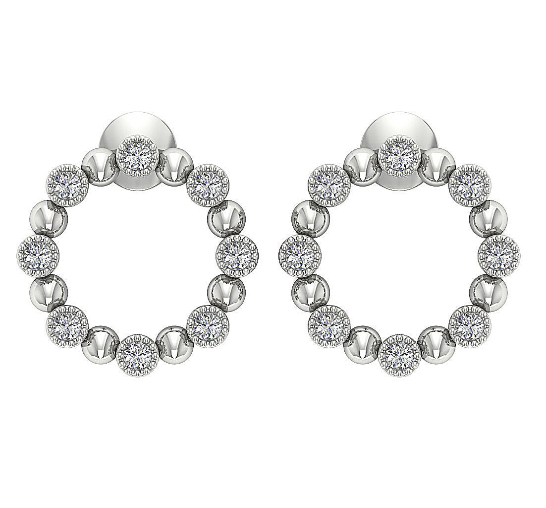 SI1/I1 G 0.50 Ct Fashion Milgrain Engagement Earrings Natural Diamond 18k/14k Yellow Gold Bezel Set