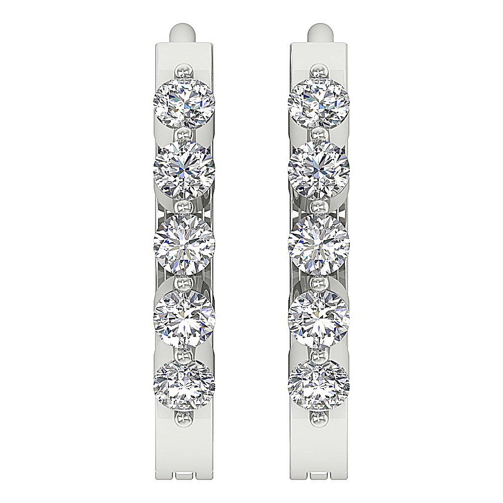Designer Natural Cut Diamond White Gold Earring