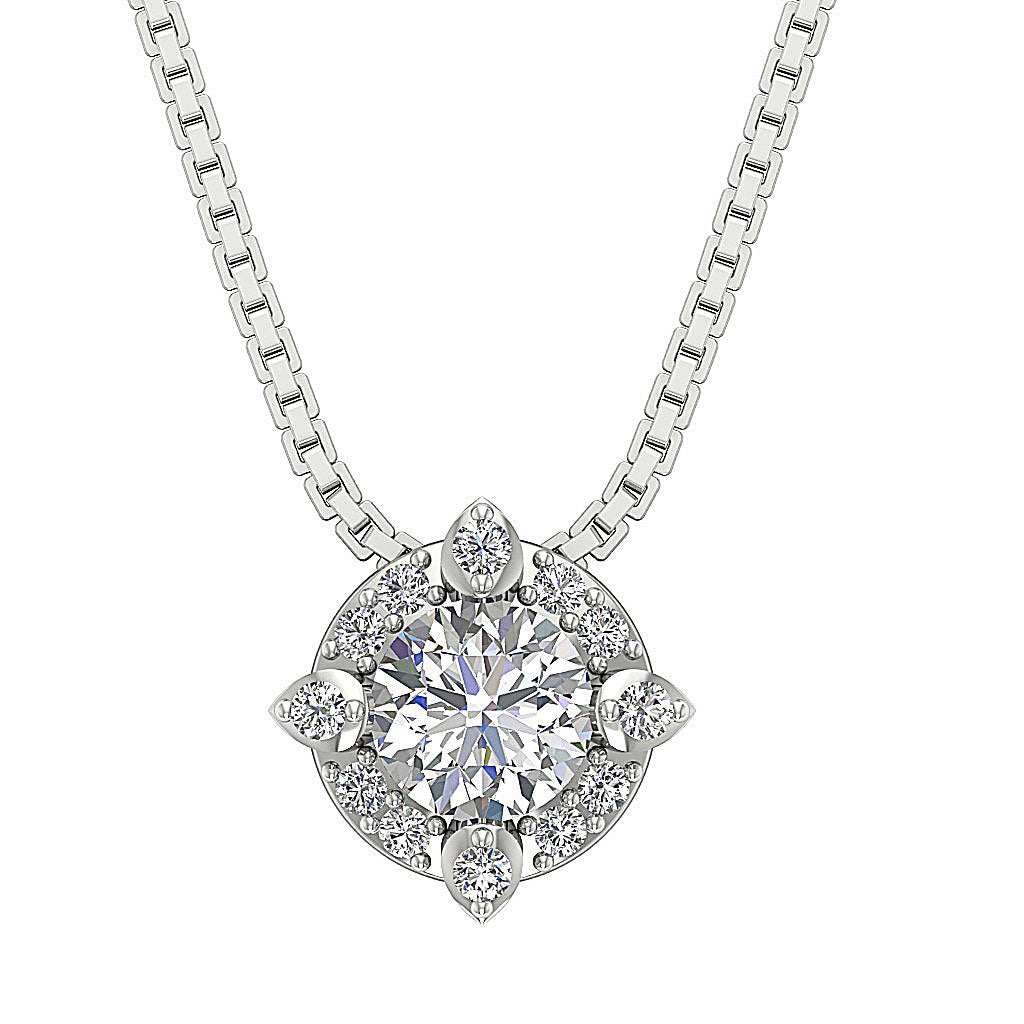 Halo Cluster Pendants 14k/18k Gold Natural Diamonds VS1/SI1/I1 G 0.65 Carat