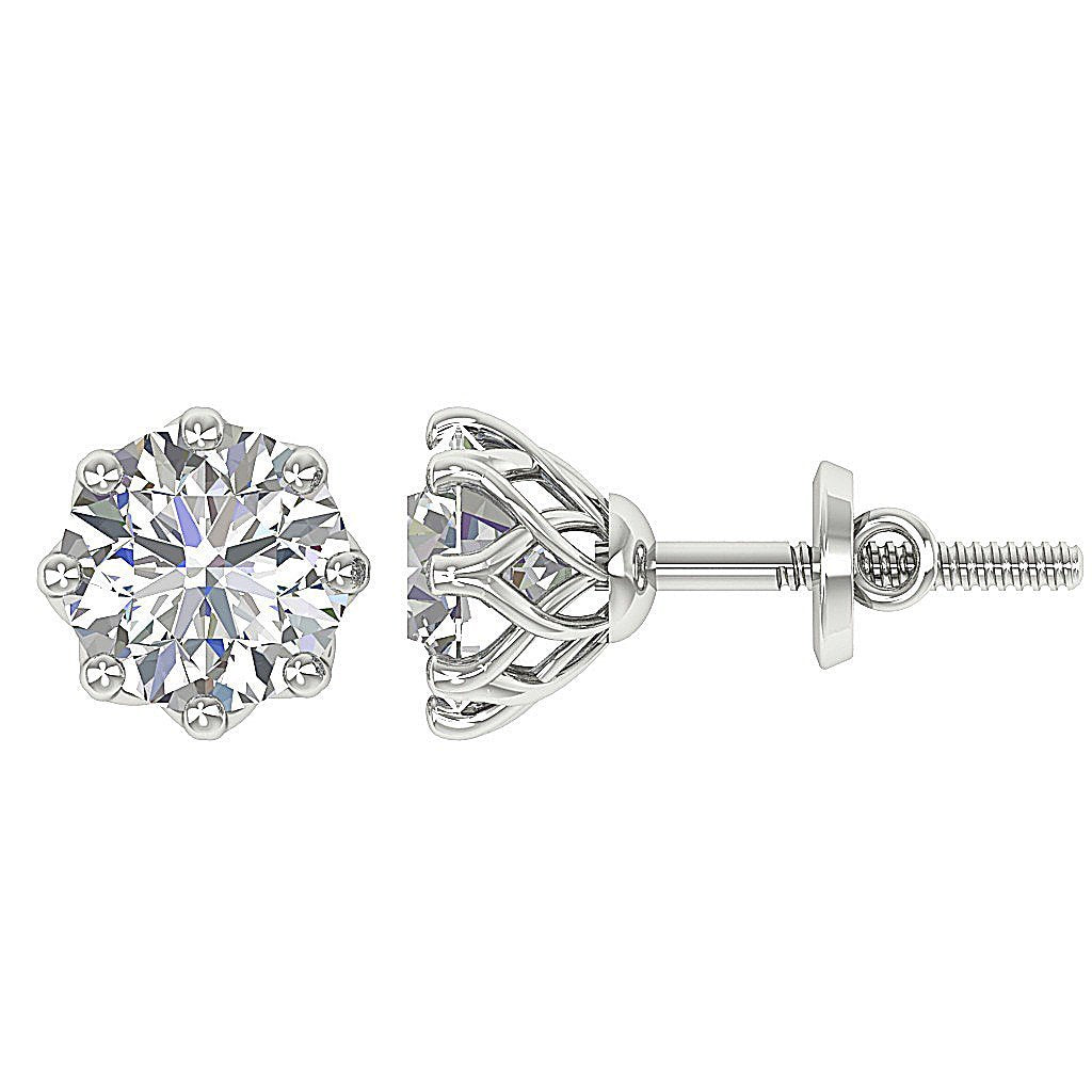 Prong Set Solitaire Studs Wedding Earrings Genuine Diamond SI1/I1 G 1.60Ct 14k/18k White Yellow Rose Gold