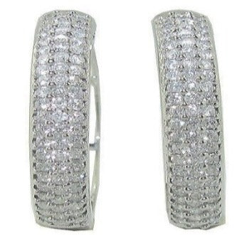 Pave Set Large Hoops Engagement Earrings Natural Diamond SI1/I1 G 1.00 Ct 18k/14k White Gold