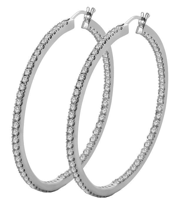 18k/14k Rose Gold Inside Outside Hoop Engagement Earrings Natural Diamond VVS1/VS1/SI1/I1 3.30 Ct Pave Set