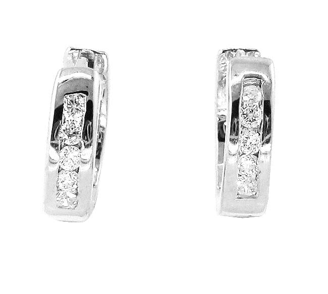 18k/14k Rose Gold Tiny Hoop Anniversary Earrings Round Diamond VVS1/VS1/SI1/I1 0.20 Ct Channel Set