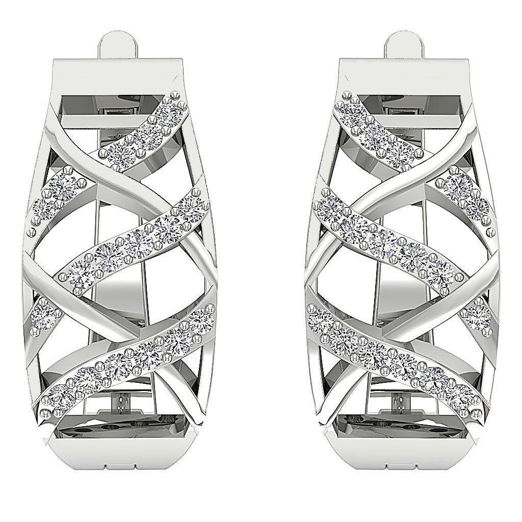 DesignerGenuineDiamondWhiteGoldEarring