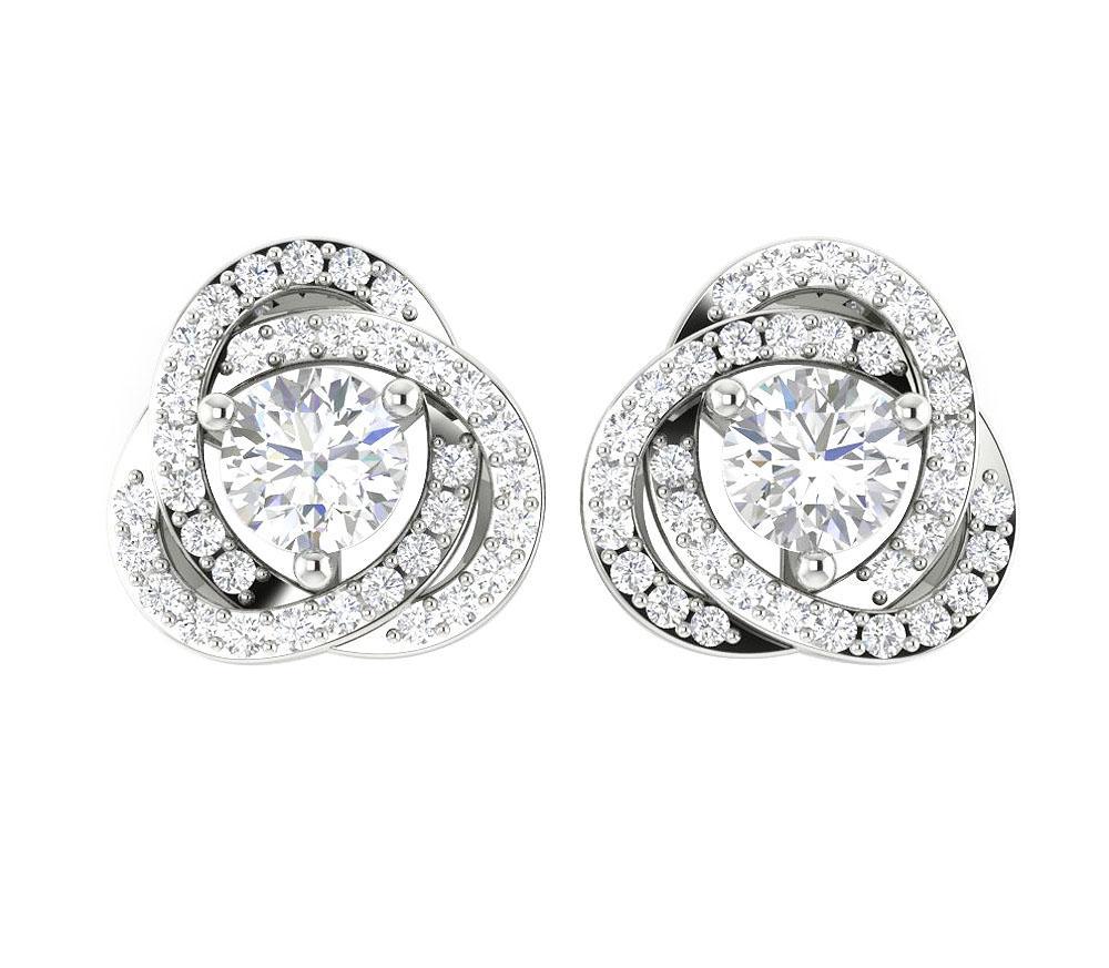 14k/18k White Gold Natural Diamond I1 G 1.50Ct Removable Jacket Halo Solitaire Stud Earring 12.70MM