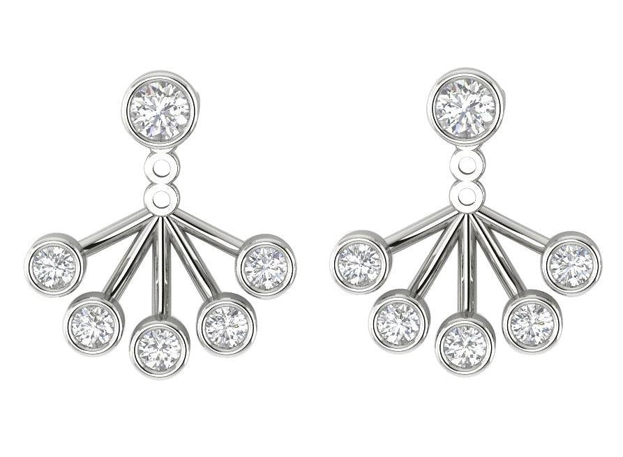 14k/18k Solid Gold Round Diamonds I1 G 0.95 Ct Removable Jacket Studs Earrings Bezel Set 14.37MM