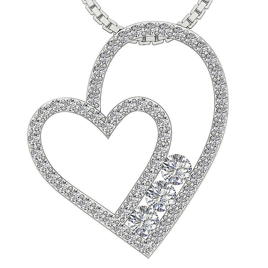 DesignerNaturalDiamond14kWhiteGoldHeartPendants