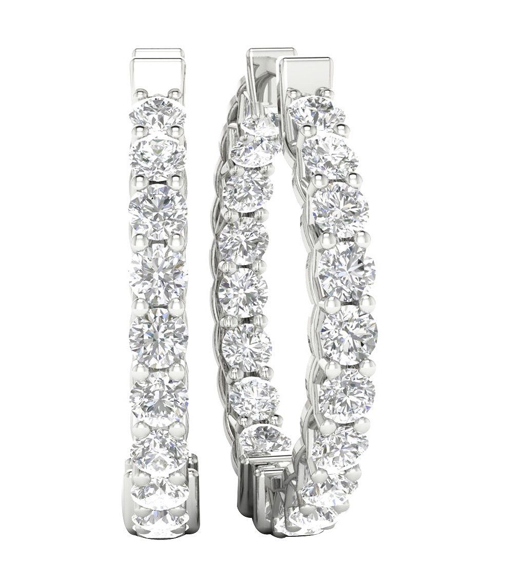 VVS1/VS1/SI1/I1 G 1.50 Ct Inside Outside Hoop Engagement Earrings 18k/14k Yellow Gold Natural Diamond Prong Set