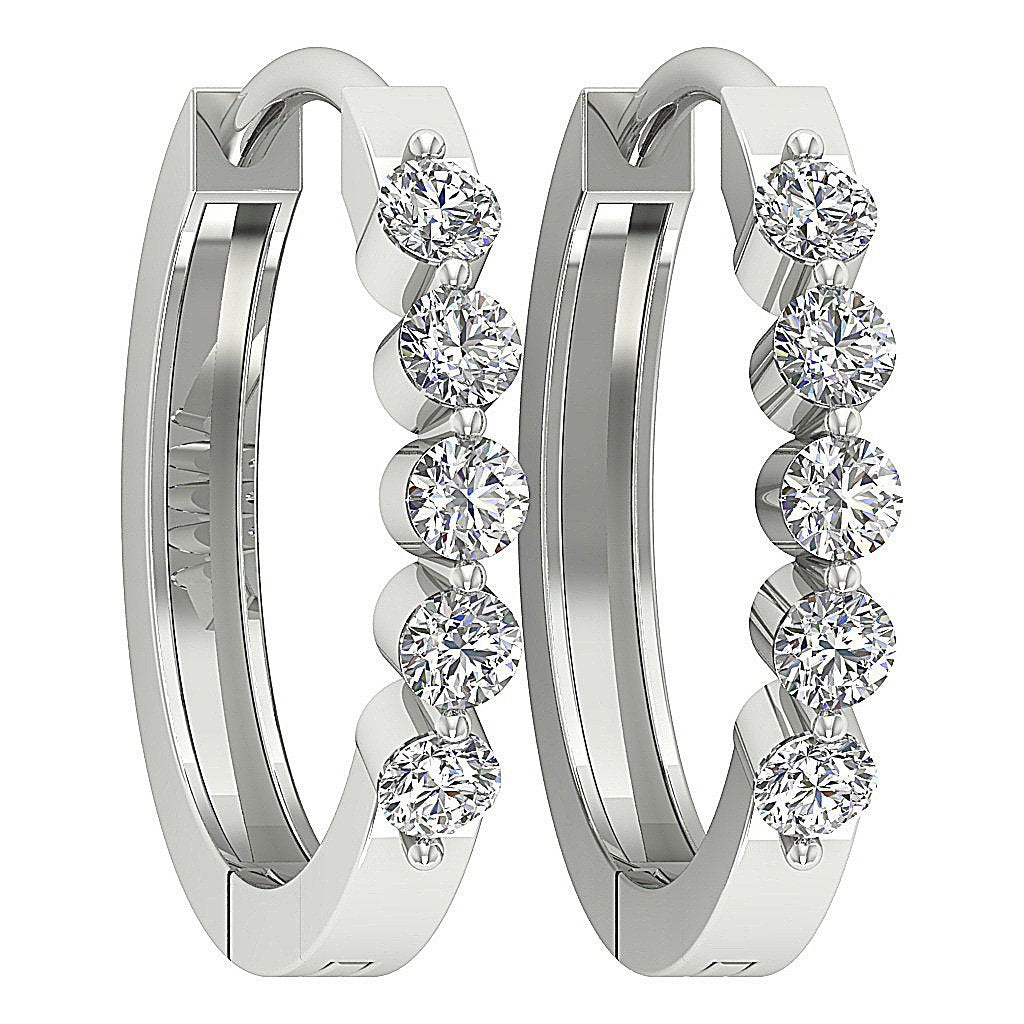 Designer Natural Diamond 14k White Gold Hoops Earring