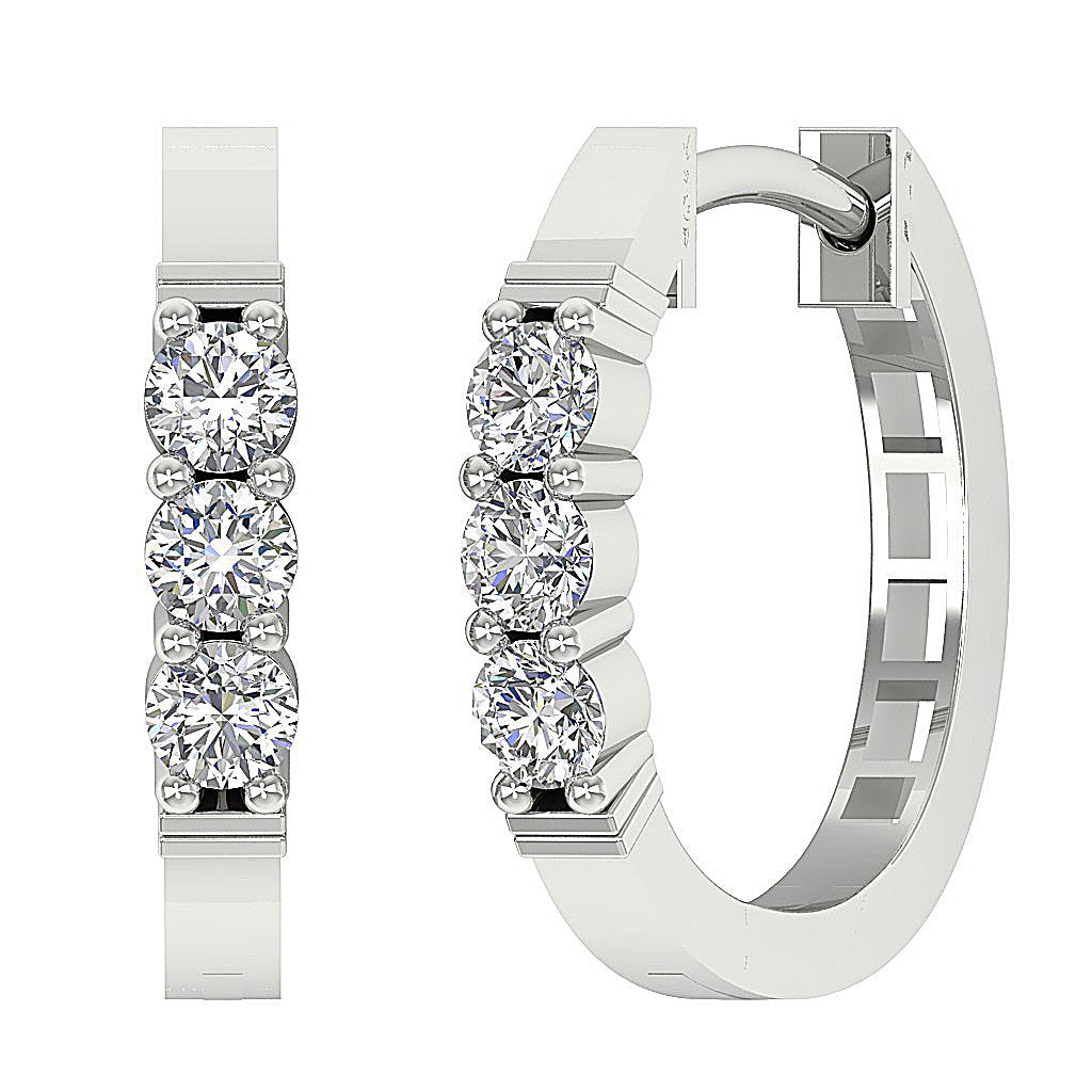 DesignerNaturalDiamond14kWhiteGoldHoopsEarring