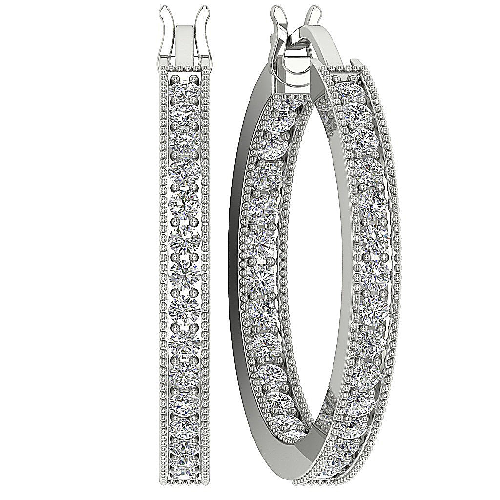 Designer Natural Diamond 14k Gold Pave Set Earring