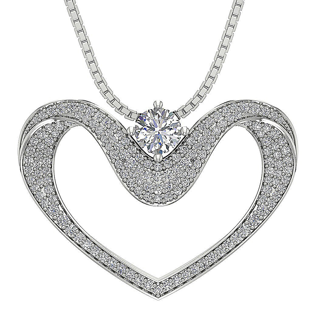 Heart Pendants SI1/I1 G 1.55 Carat 14k/18k White Yellow Rose Gold Natural Diamond