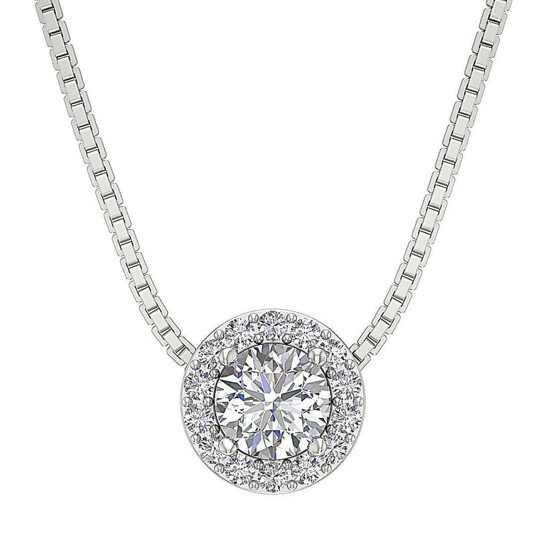 Halo Cluster Pendant I1/SI1 G 1.00Ct Round Cut Diamond 14k/18k Solid Gold