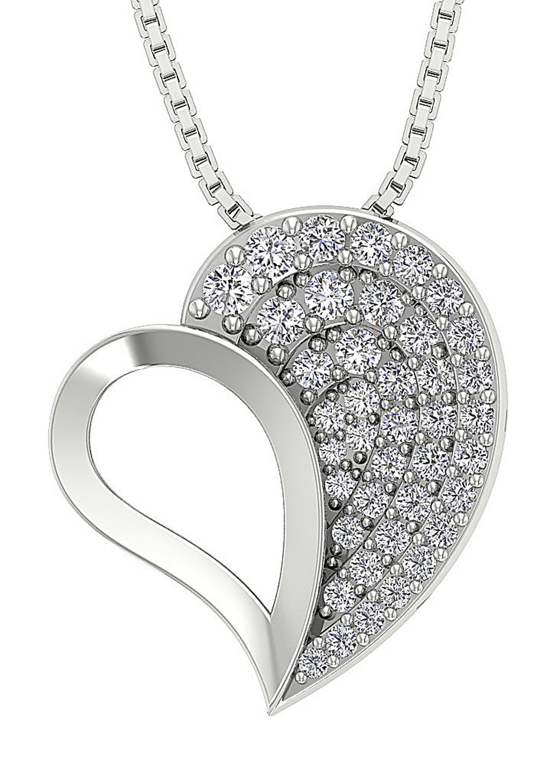 Heart Pendants 14k/18k White Gold SI1/I1 G 0.60 Ct Round Cut Diamonds