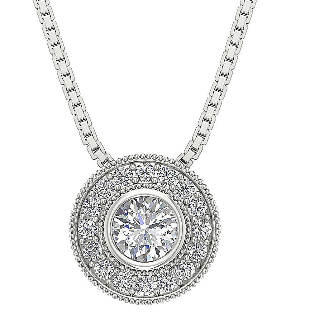 Halo Cluster Pendants 14k/18k Solid White Gold Natural Diamonds SI1/I1 G 0.80 Carat