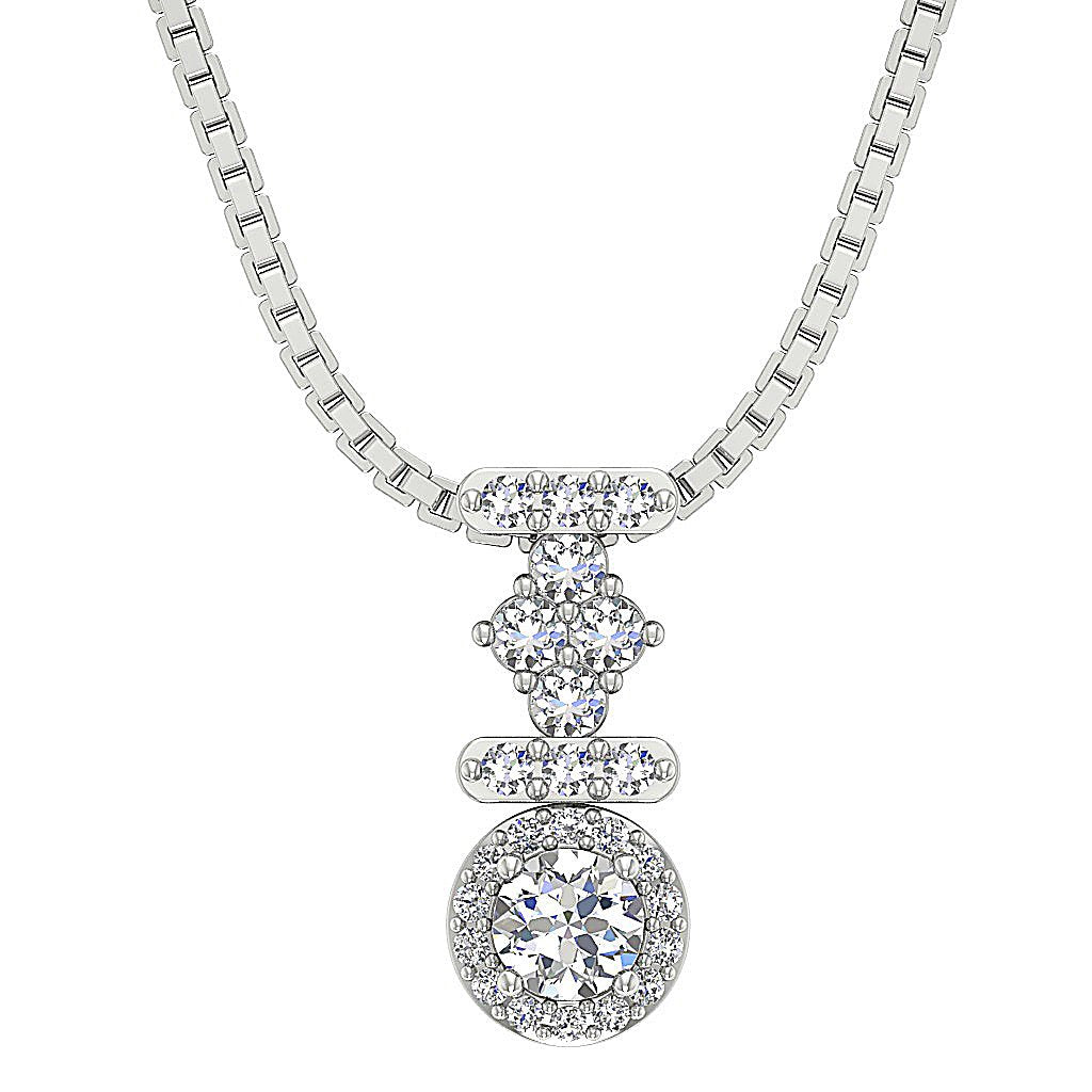 Halo Cluster Pendants 14k/18k Solid White Gold Natural Diamonds SI1/I1 G 0.65 Carat