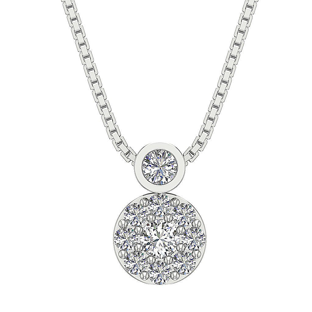 Genuine Diamond Circle Of Love Wedding Pendants SI1/I1 G 0.60 Ct 14k/18k White Gold Prong Bezel Set