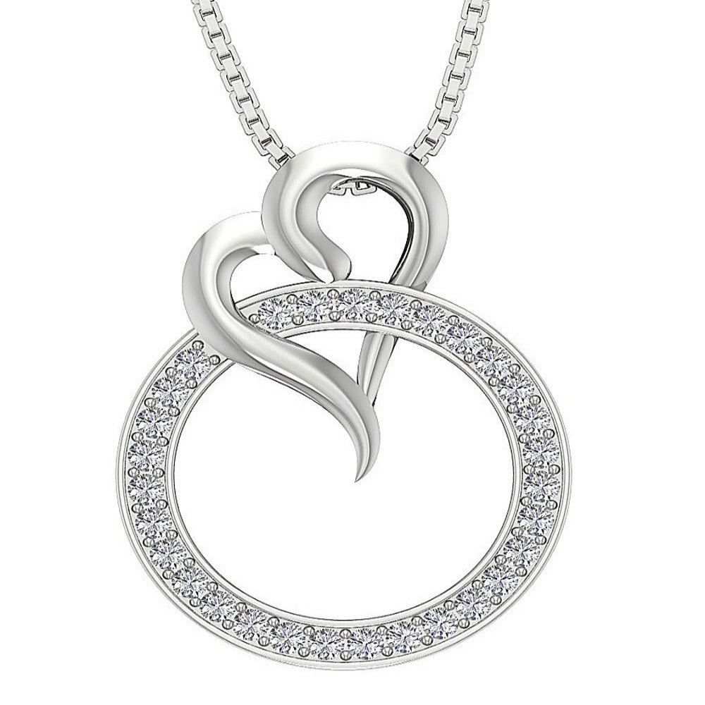 Circle Heart Anniversary Pendant Round Diamond VVS1/VS1/SI1/I1 0.55 Ct 14k/18k Solid Gold Prong Set