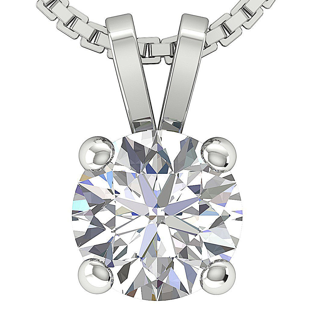 14k/18k White Yellow Rose Gold SI1/I1 G 1.00 Ct Solitaire Pendants Round Cut Diamonds Prong Set 6.29 MM