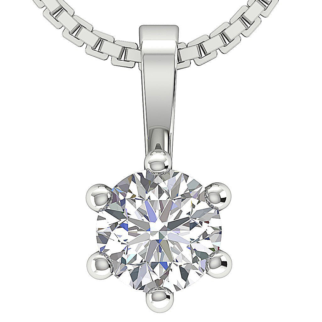 14k/18k White Yellow Rose Gold Solitaire Pendants VS1/SI1/I1 0.50 Ct Round Cut Diamonds Prong Set 5.00 MM