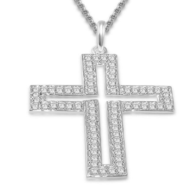 Pave Set Cross Engagement Pendants Natural Diamond VVS1/VS1/SI1/I1 1.00 Ct 14k/18k Solid Gold