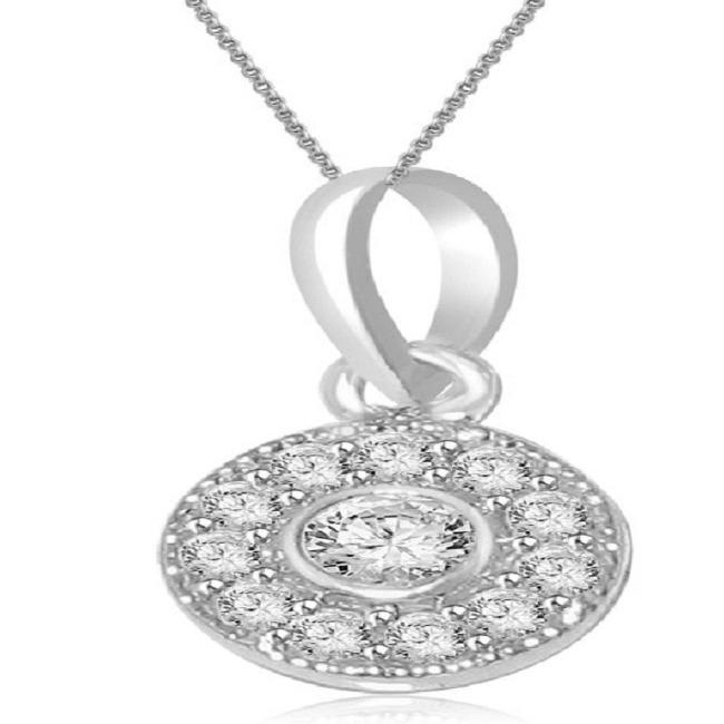 Halo Cluster Pendants 14k/18k White Yellow Rose Gold Natural Diamonds I1/SI1 G 0.35 Carat