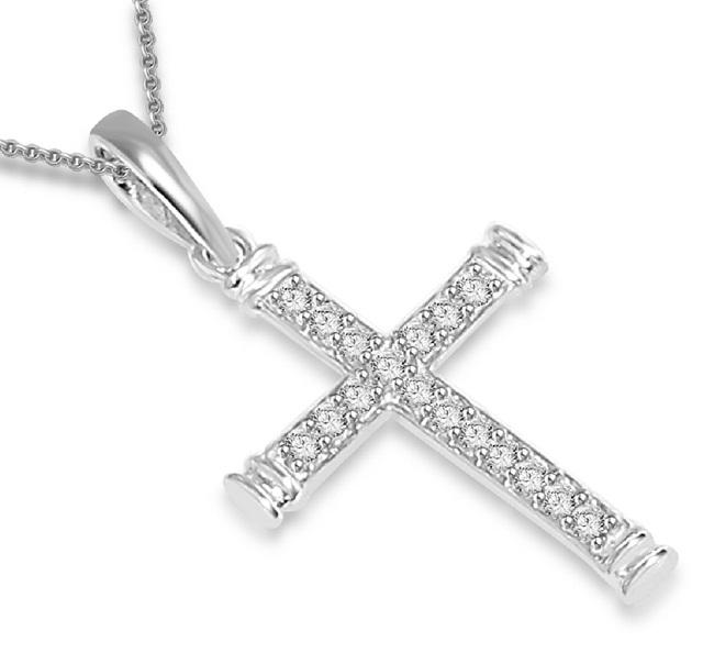 I1/SI1 G 0.25 Ct Cross Engagement Pendants Natural Diamond 14k/18k Yellow Gold Prong Set