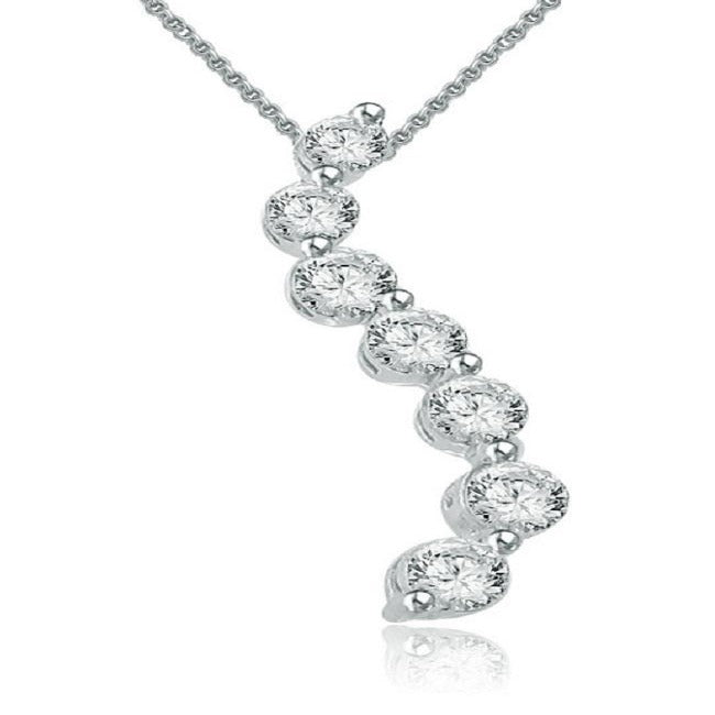 Journey Pendants VS1/SI1/I1 G 0.35 Ct Natural Diamonds 14k/18k White Yellow Rose Gold Pave Set