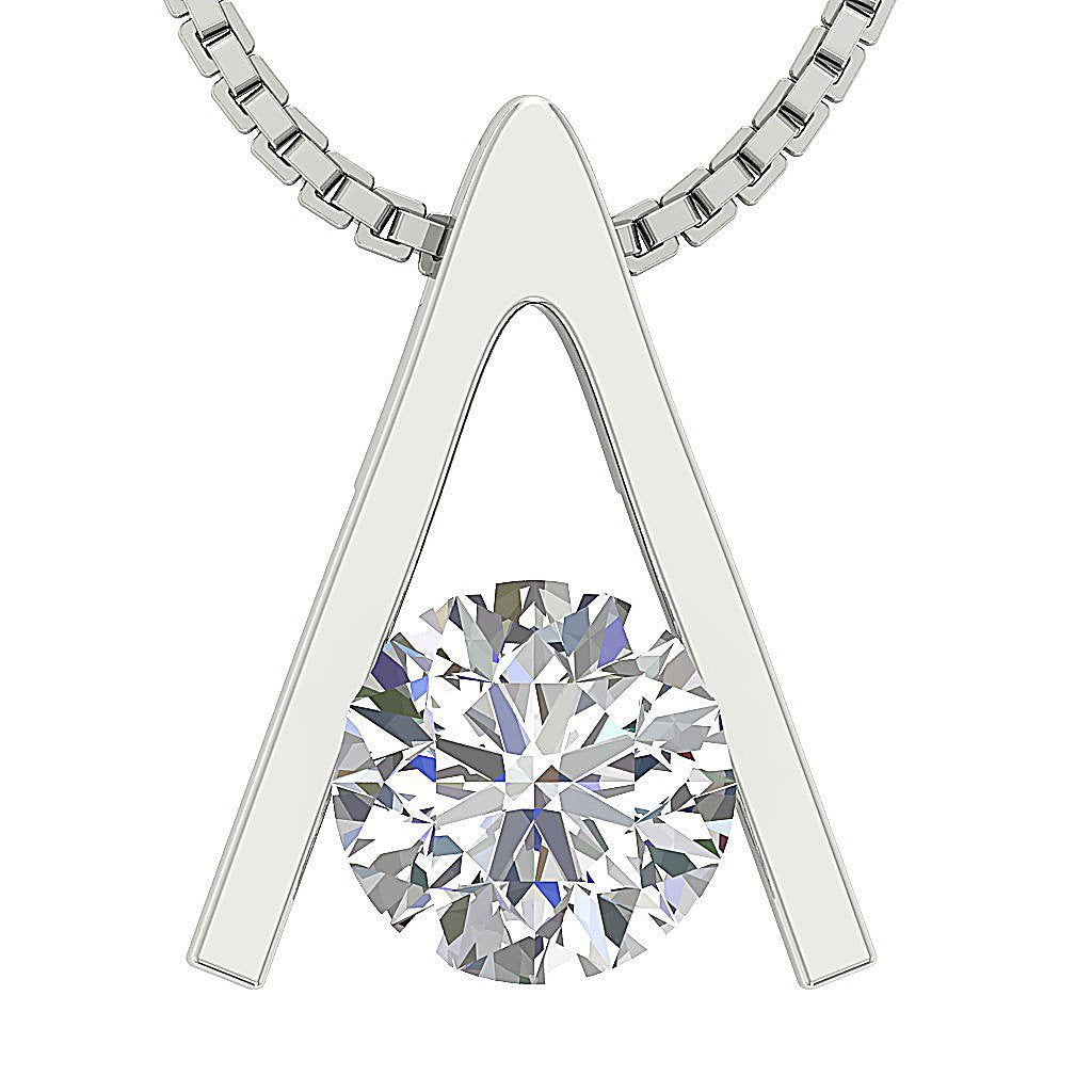 VS1/SI1/I1 0.50 Ct 14k/18k White Yellow Rose Gold Solitaire Pendants Round Cut Diamonds Bar Set 5.50 MM