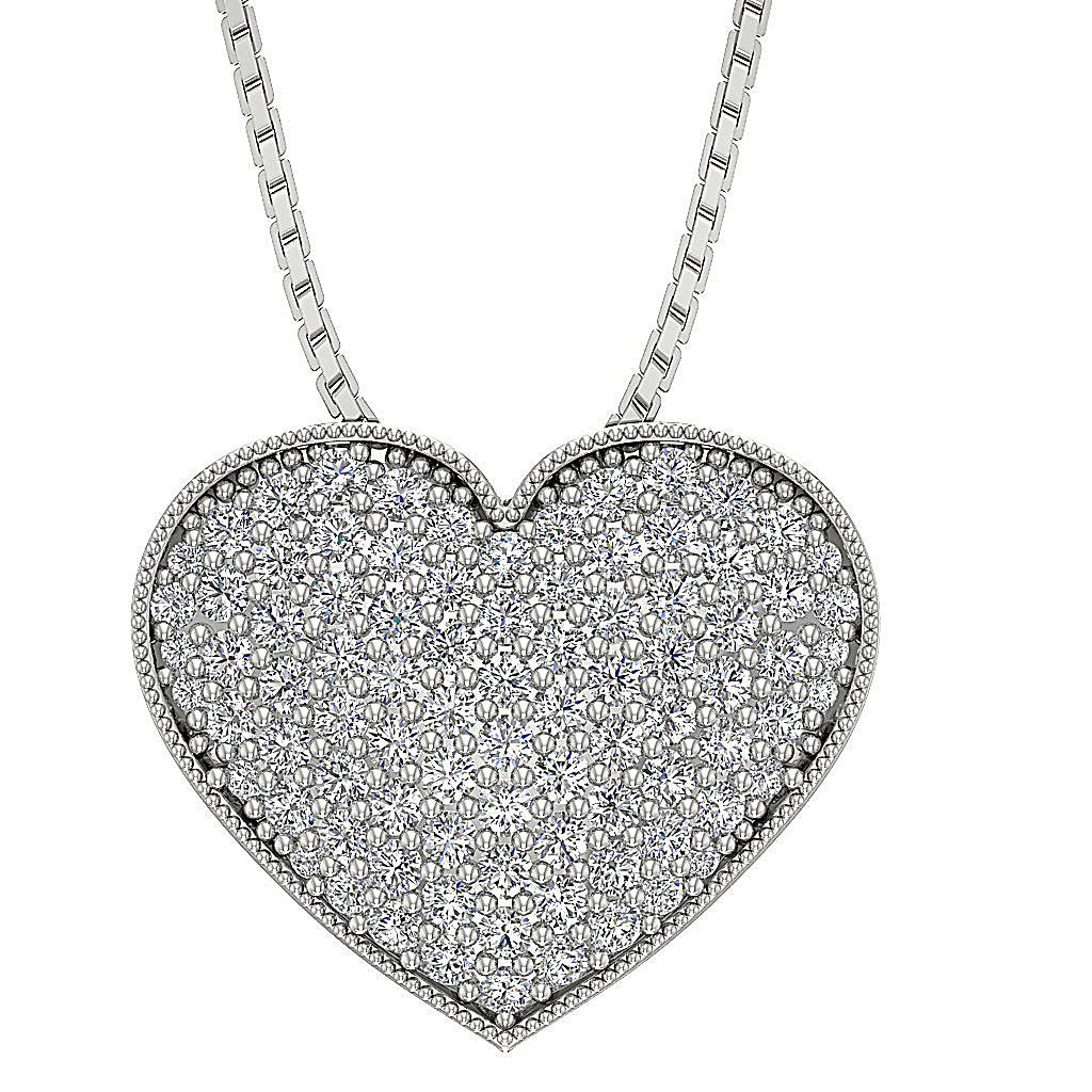 Heart Pendants 14k/18k White Gold VVS1/VS1/SI1/I1 0.65 Carat Round Diamond