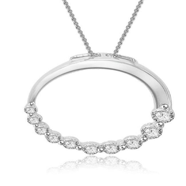 Round Diamond Circle Of Love Anniversary Pendants I1 G 0.35 Ct 14k/18k White Gold Prong Set